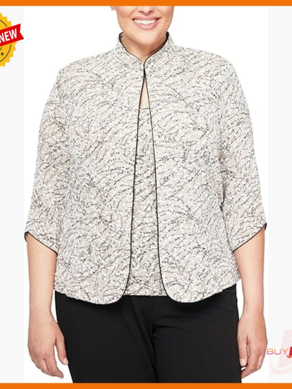 Glitter Knit Twinset 3/4 Sleeve Jacket & Cami Formal Evening Wear